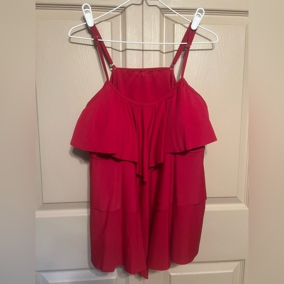 Other - Red Ruffled Tiered Camisole Swim Top